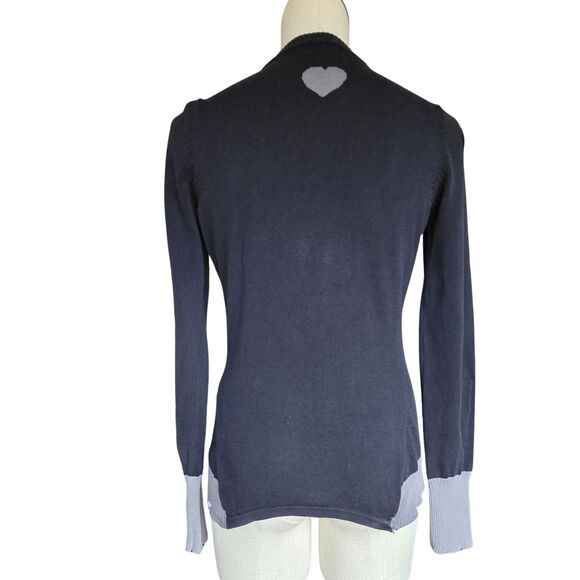 Roxy Black Gray Two Tone Button Cardigan Sweater Size Small Womens Minimalist - Picture 2 of 6